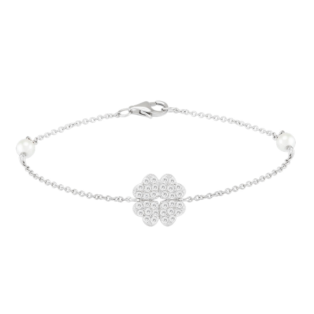 PULSEIRA UNIKE MEANINGFUL CLOVER II EM PRATA 925% COM ZIRCÓNIAS