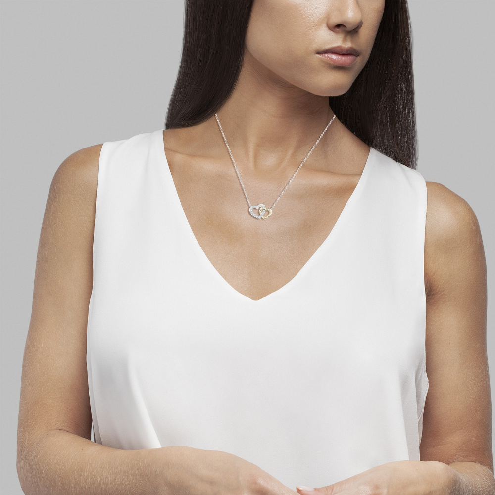 COLAR UNIKE CLASSY & CHIC BOLD HEART EM PRATA 925% COM ZIRCÓNIAS