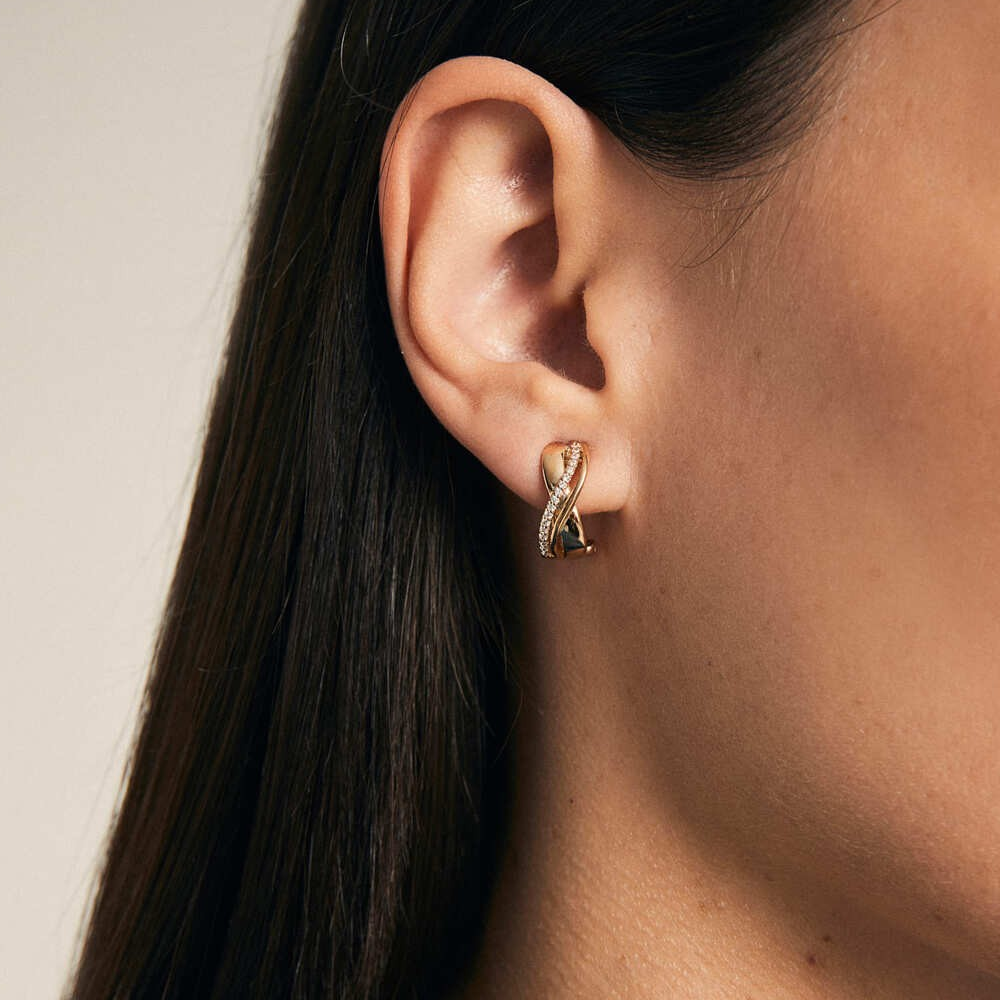 BRINCOS VIDAL & VIDAL EM BRONZE COM ZIRCÓNIAS BANHADO A OURO 18KT