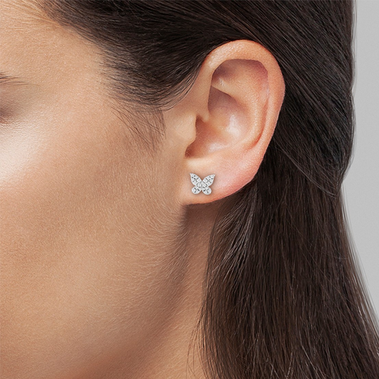 BRINCOS UNIKE MIX & MATCH BUTTERFLY I EM PRATA 925% COM ZIRCÓNIAS "UK.BR.1204.0119"