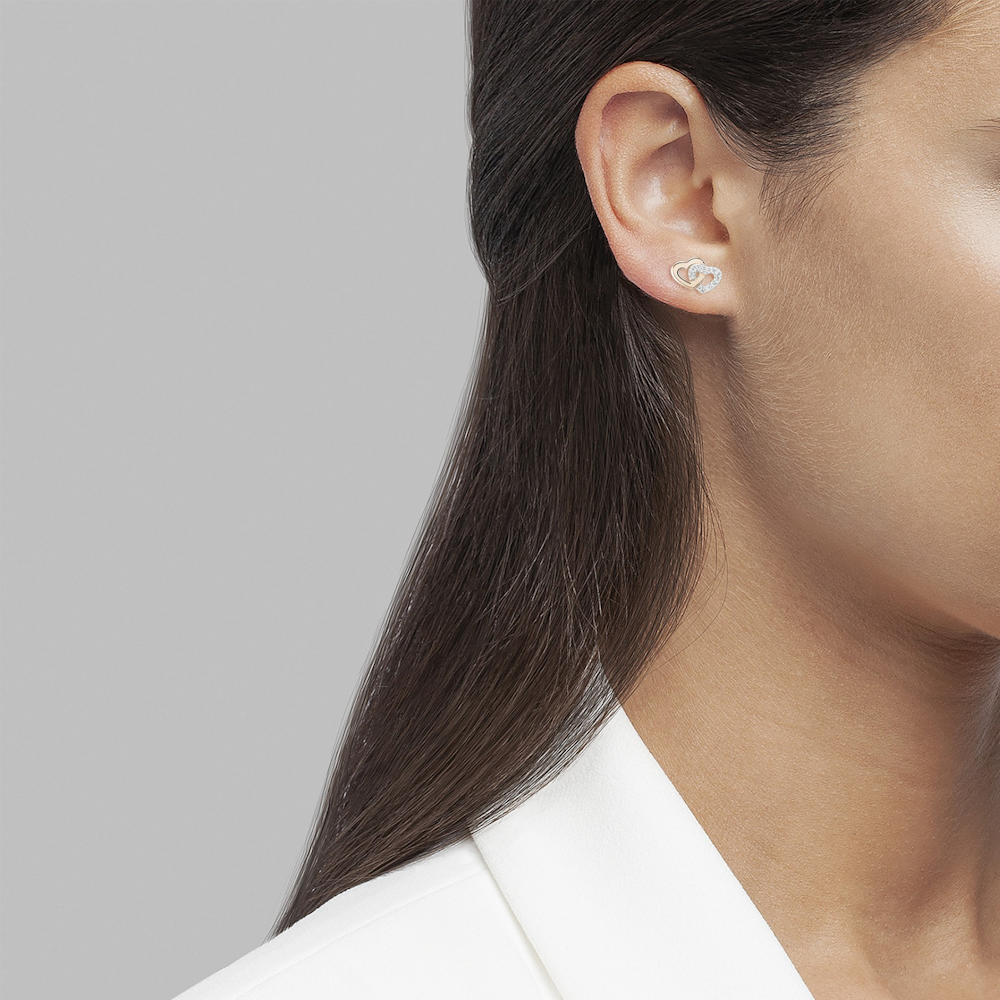 BRINCOS UNIKE EM PRATA 925% LOVE IN ROSE TWO HEARTS