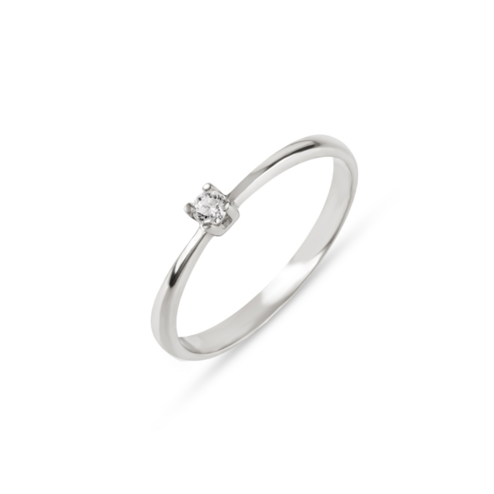 ANEL SOLITÁRIO EM OURO COM ZIRCÓNIAS