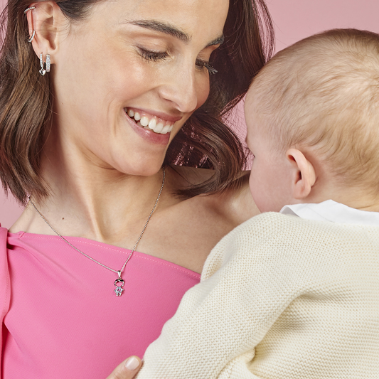 COLAR UNIKE EM PRATA 925% COM MEDALHA MENINO CRISTAL AZUL 3.60 GR