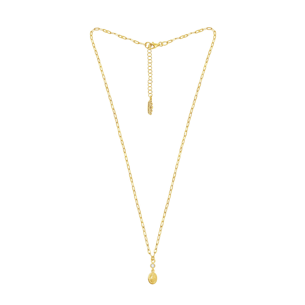 FIO EUGÉNIO CAMPOS EM PRATA 925% DOURADA MEDALHA C/ ZIRCÓNIA