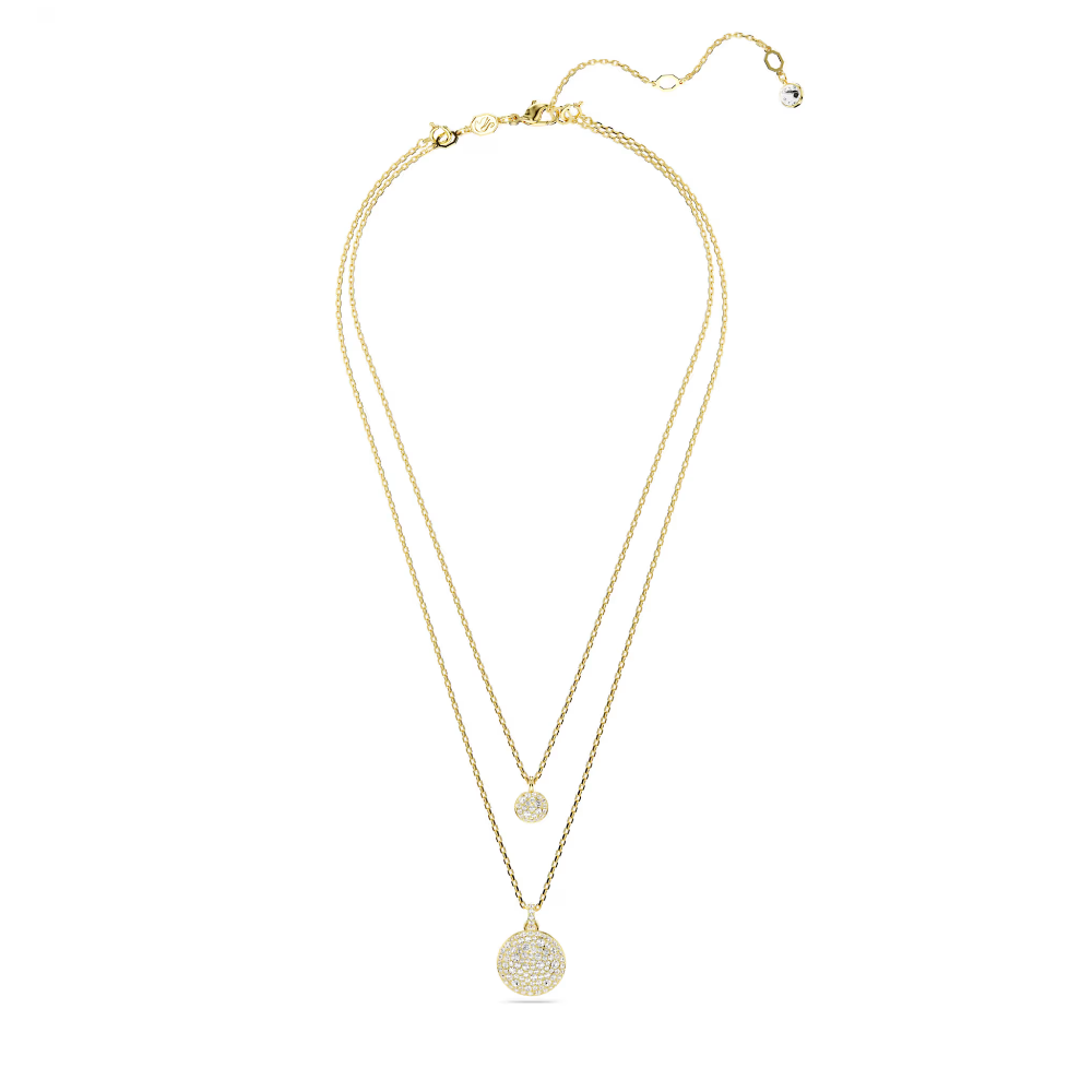 Colar duplo Swarovski layered Sublima Branco, Lacado a dourado