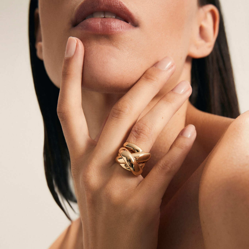 ANEL VIDAL & VIDAL EM BRONZE BANHADO A OURO 18KT