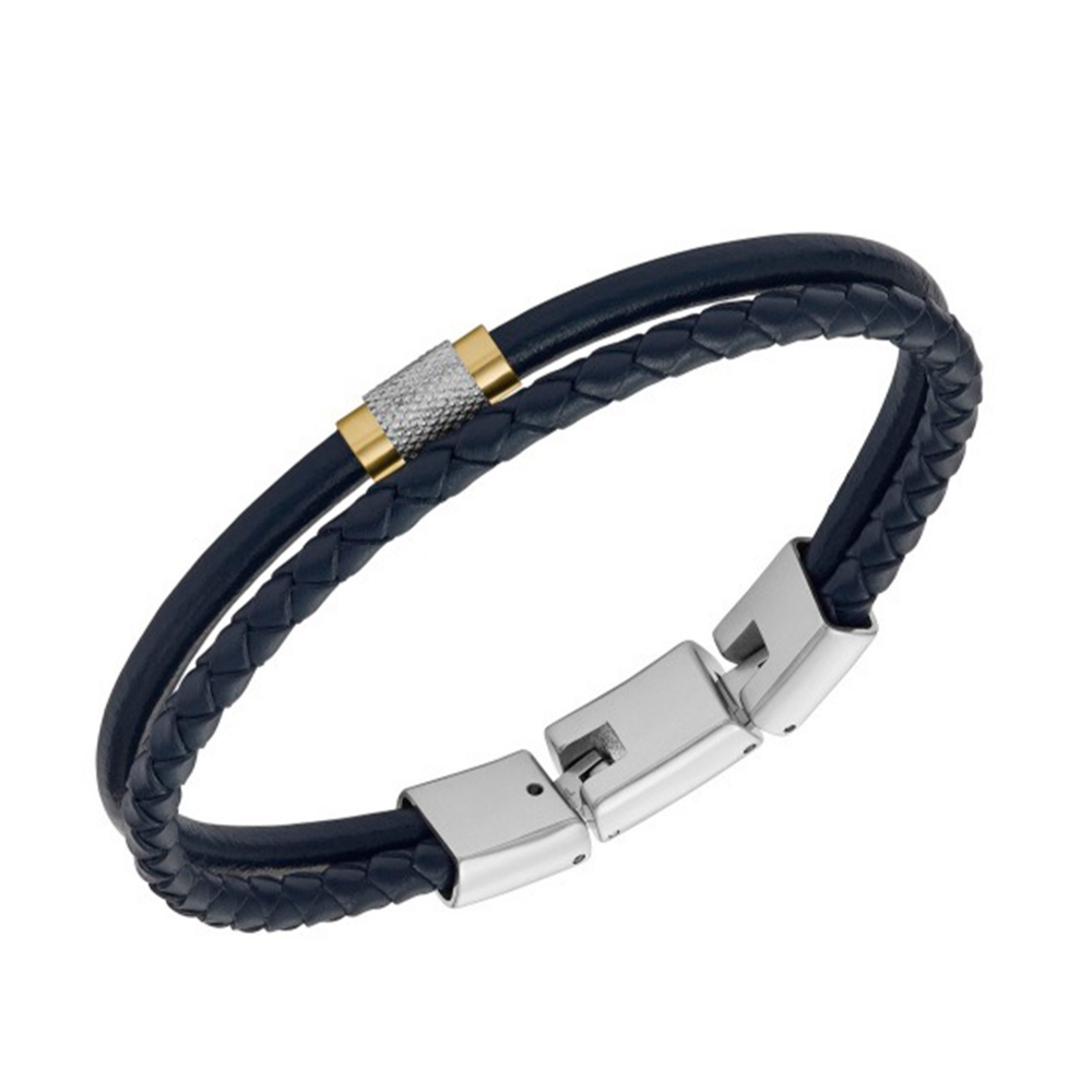 PULSEIRA FOSSIL EM PELE AZUL E AÇO "JF04703998"