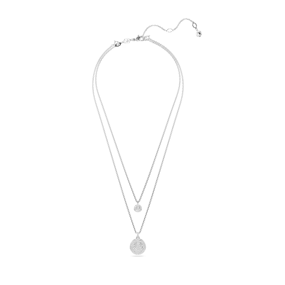 Colar duplo Swarovski layered Sublima Branco, Lacado a ródio
