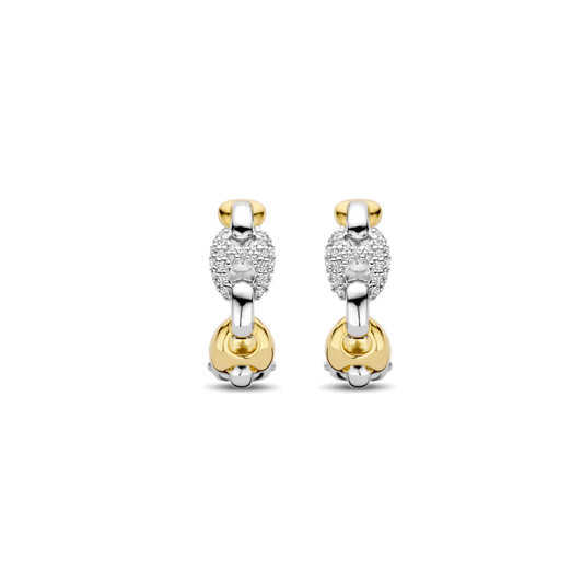 ARGOLAS TI SENTO EM PRATA 925% BICOLOR COM ZIRCÓNIAS