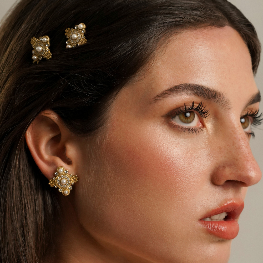 BRINCOS ONE SENHORA OPHELIA BLOSSO GOLD