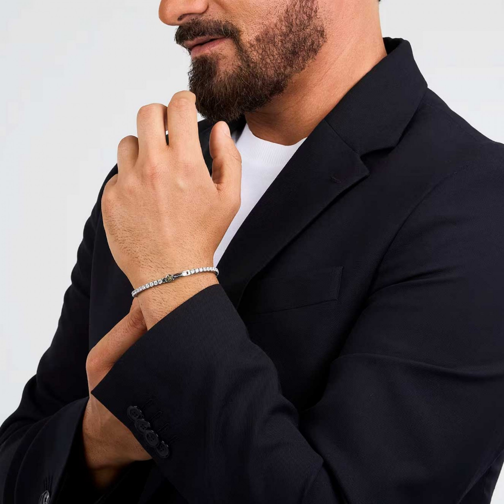 PULSEIRA MASERATI TENNIS EM AÇO COM ZIRCÓNIAS