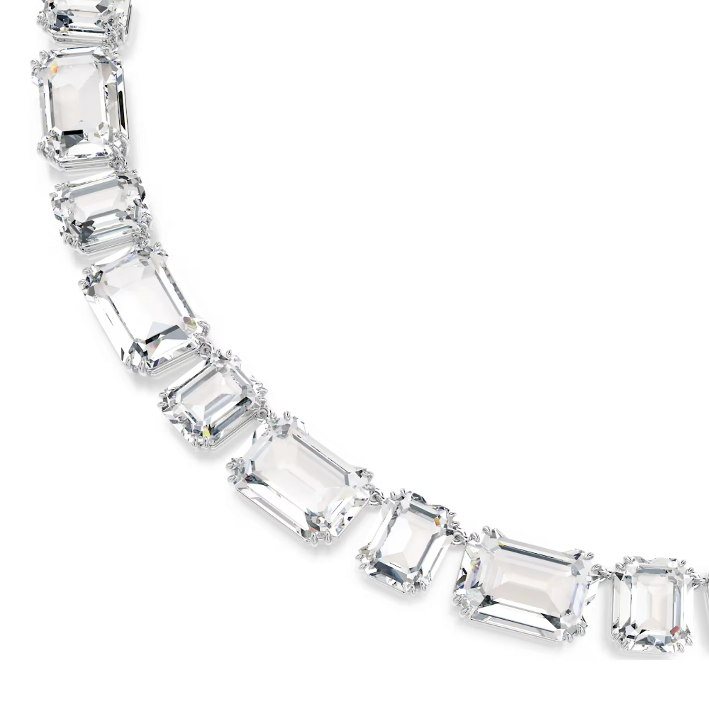 Colar Swarovski Tennis Millenia, Lapidação octogonal, Branco, Lacado a ródio