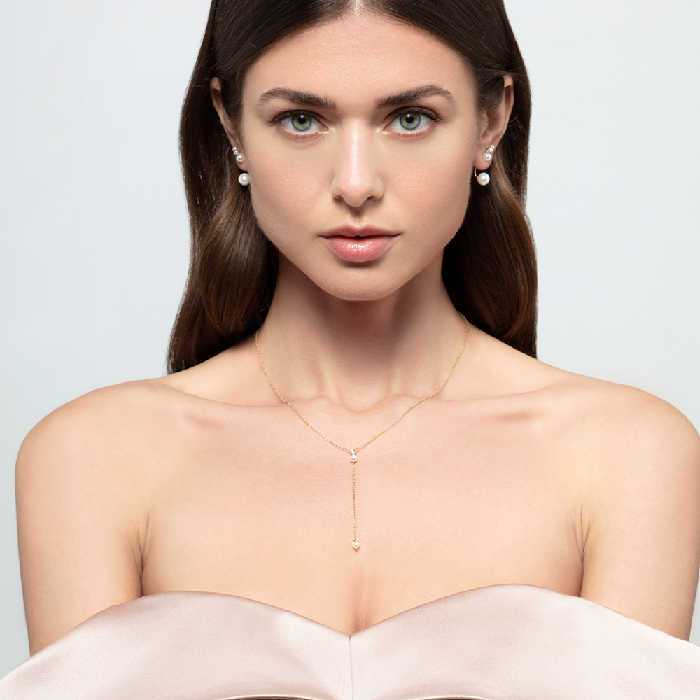 COLAR UNIKE EM PRATA 925% COM ZIRCÓNIAS E PÉROLAS