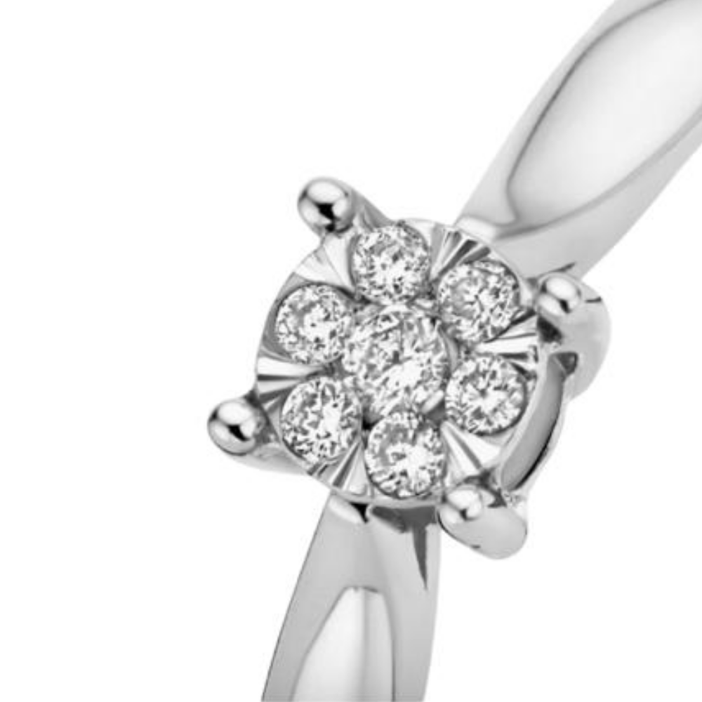 ANEL EM OURO 19,2K COM DIAMANTES 7 DIAMANTES VS COR G/H 0,07 KILATES