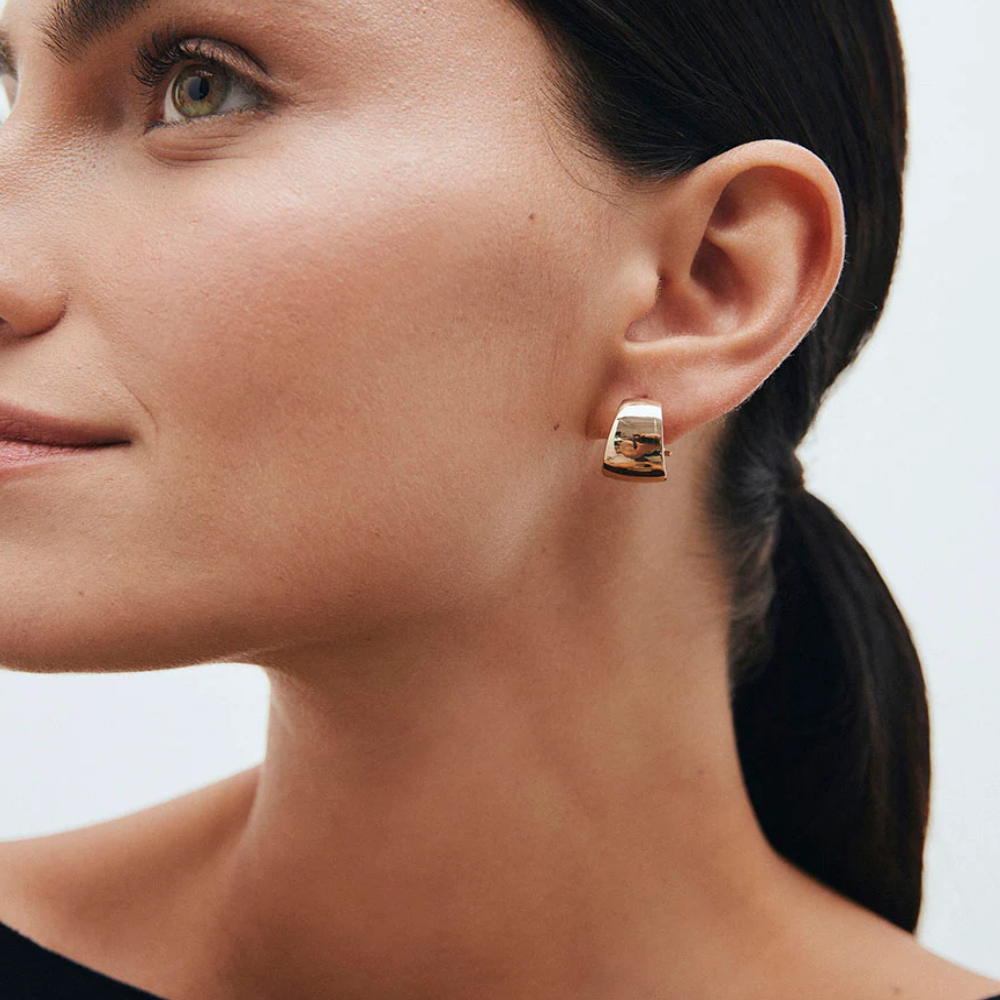 BRINCOS VIDAL & VIDAL EM BRONZE PLAQUEADO A OURO DE 18K