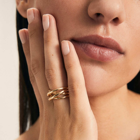 ANEL VIDAL & VIDAL EM BRONZE COM BANHO DE OURO 18K