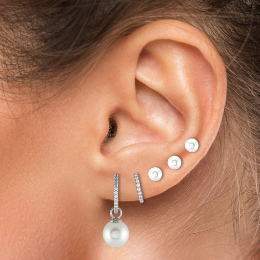 BRINCOS UNIKE CLASSY PEARLS III EM PRATA 925% COM ZIRCÓNIAS "UK.AR.1204.0009"