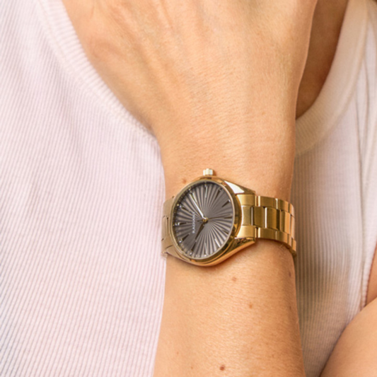 RELÓGIO RADIANT MULHER GRIS DOURADO