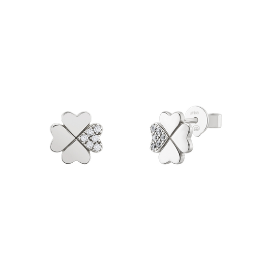 BRINCOS UNIKE MEANINGFUL CLOVER EM PRATA 925% COM ZIRCÓNIAS "UK.TN.1204.0011"