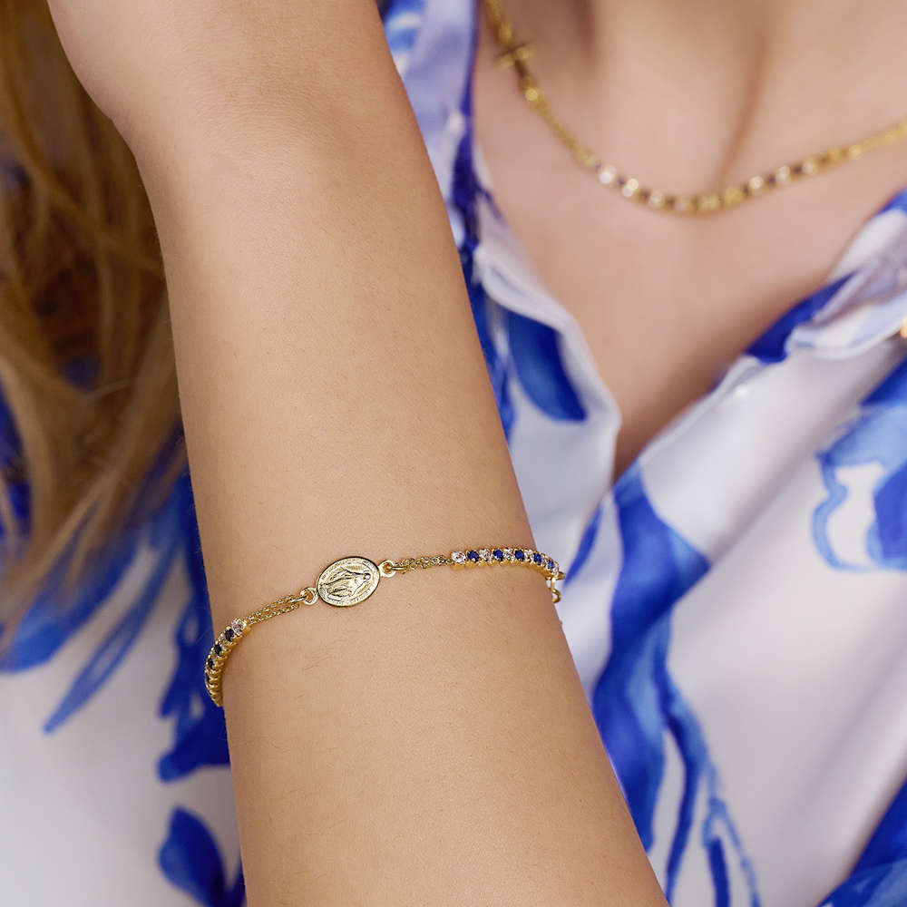 PULSEIRA EUGÉNIO CAMPO EM PRATA 925% DOURADA COM ZIRCÓNIAS "103.B125.D.4.00"