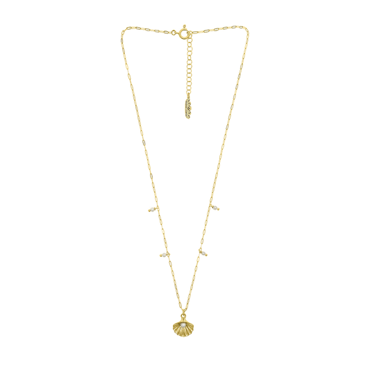COLAR EUGÉNIO CAMPOS SEASHELL II EM PRATA 925% DOURADA COM PÉROLAS