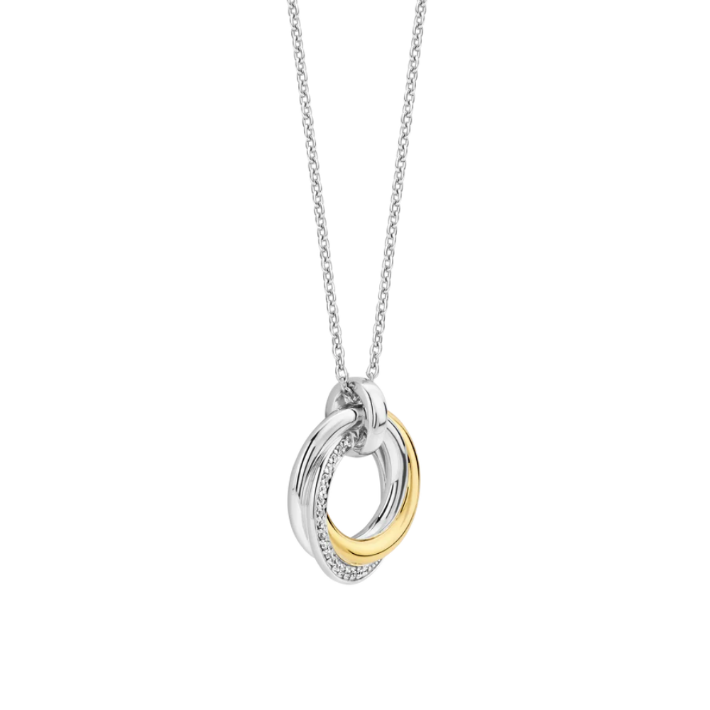 COLAR TI SENTO EM PRATA 925% BICOLOR COM ZIRCÓNIAS