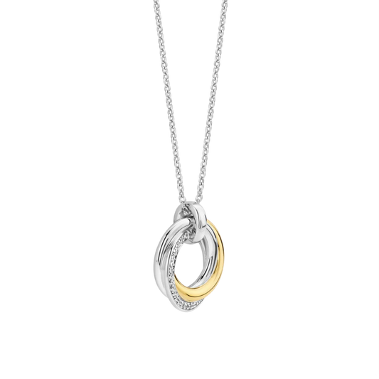 COLAR TI SENTO EM PRATA 925% BICOLOR COM ZIRCÓNIAS