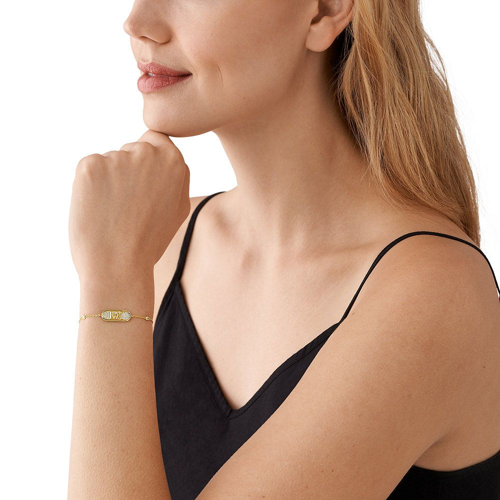 PULSEIRA MICHAEL KORS EM PRATA DOURADA COM ZIRCÓNIAS