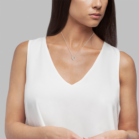 CONJUNTO UNIKE CLASSY & CHIC CIRCLE EM PRATA 925% COM ZIRCÓNIAS "UK.PK.1206.0006"