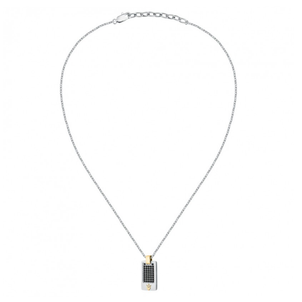 FIO MASERATI EM AÇO COM PENDENTE BICOLOR PRATEADO + DOURADO "JM334AVD49"