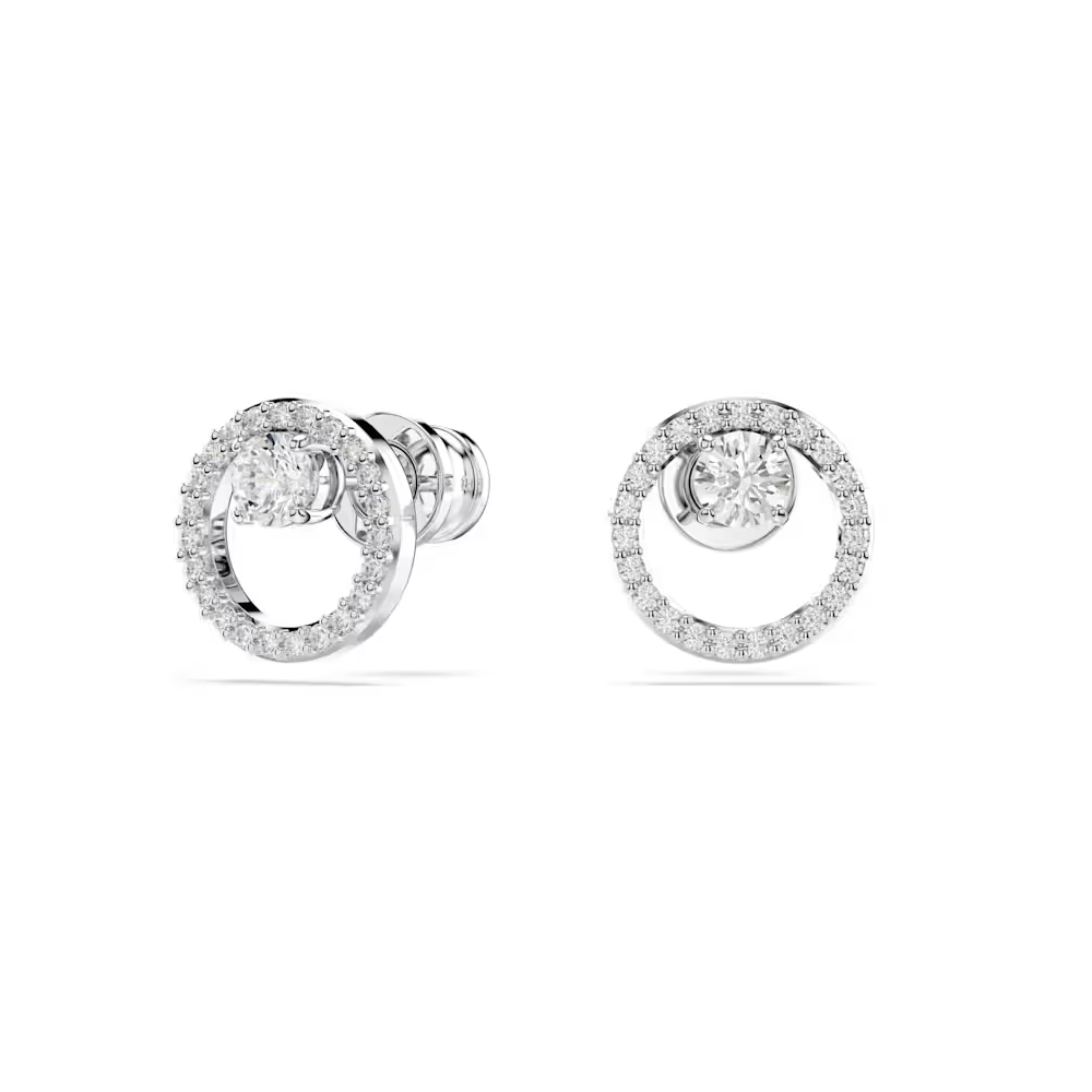 Brincos Swarovski stud Constella Lapidação redonda, Branco, Lacado a ródio