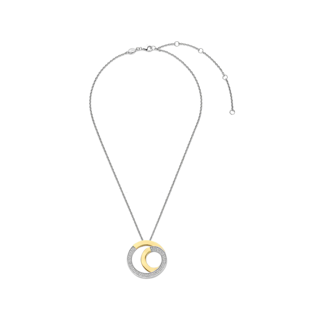 COLAR TI SENTO EM PRATA 925% BICOLOR COM ZIRCÓNIAS 42 CM