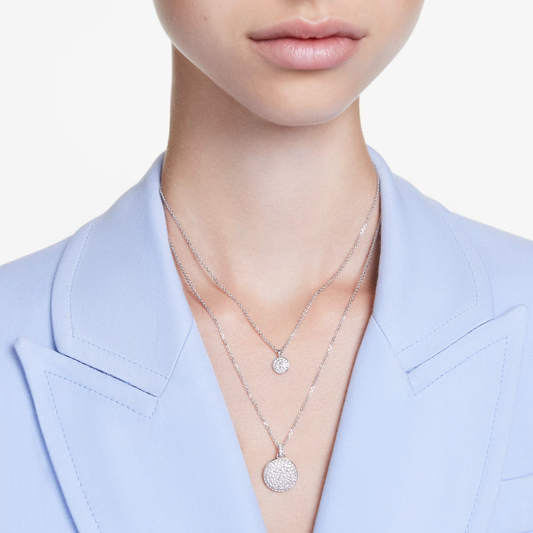 Colar duplo Swarovski layered Sublima Branco, Lacado a ródio