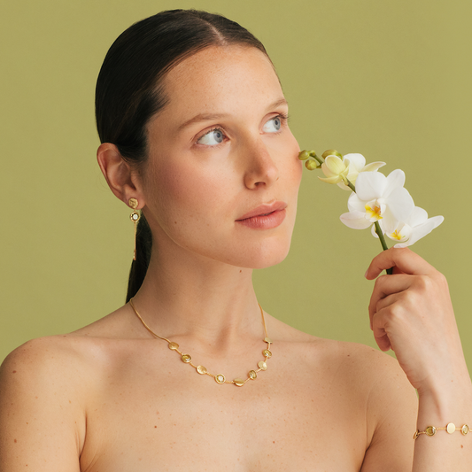 FIO EUGÉNIO CAMPOS EM PRATA 925% DOURADA COM PEDRA ROSA