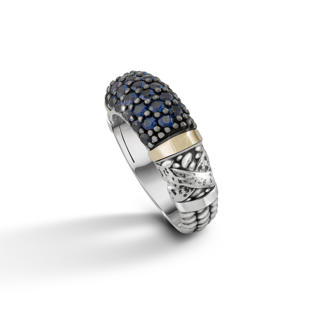 ANEL TASHI BY ME AZUL EM PRATA 925% E OURO 375 COM ZIRCÓNIAS