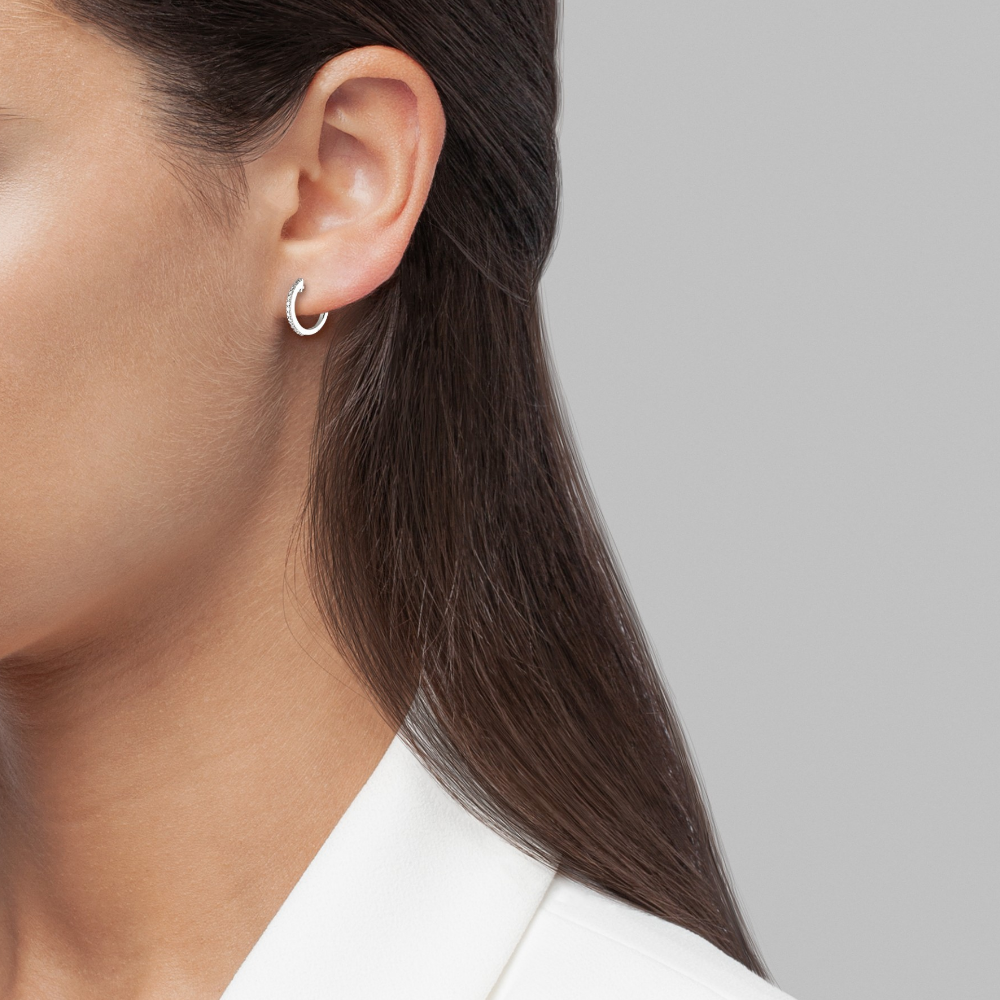 BRINCOS UNIKE CLASSY PEARLS III EM PRATA 925% COM ZIRCÓNIAS "UK.AR.1204.0009"
