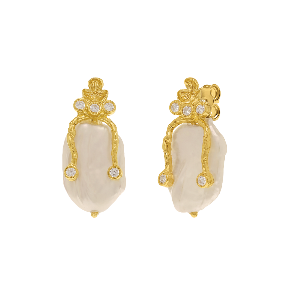 BRINCOS EUGÉNIO CAMPOS EM PRATA 925% COM PÉROLA