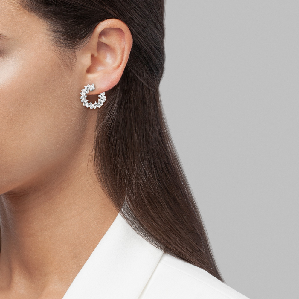 BRINCOS UNIKE CLASSY SHINY III EM PRATA 925% COM ZIRCÓNIAS "UK.BR.1205.0019"