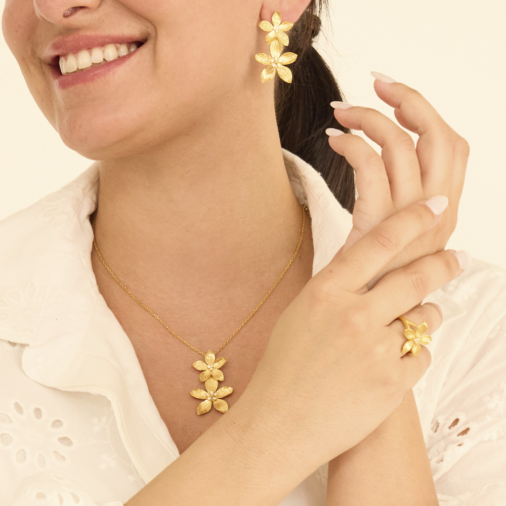 ANEL EUGENIO CAMPOS EM PRATA 925% DORADA C/ ZIRCONIAS