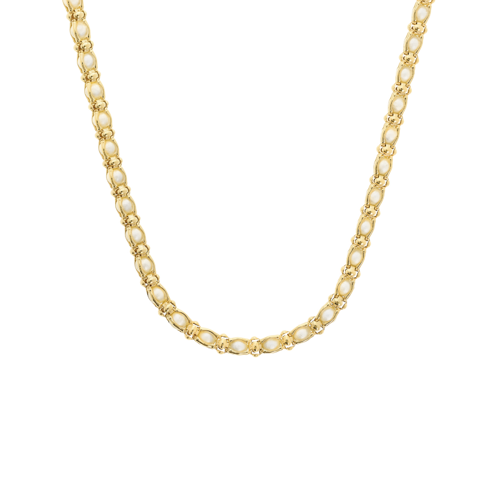 COLAR EUGENIO CAMPOS EM PRATA 925% DOURADA C/ PEROLAS