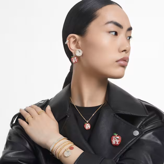 Pulseira Swarovski Matrix Tennis Lapidação redonda, Branca, Lacado a dourado