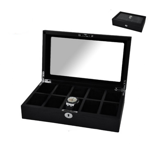 Caixa para 10 relógio madeira preta