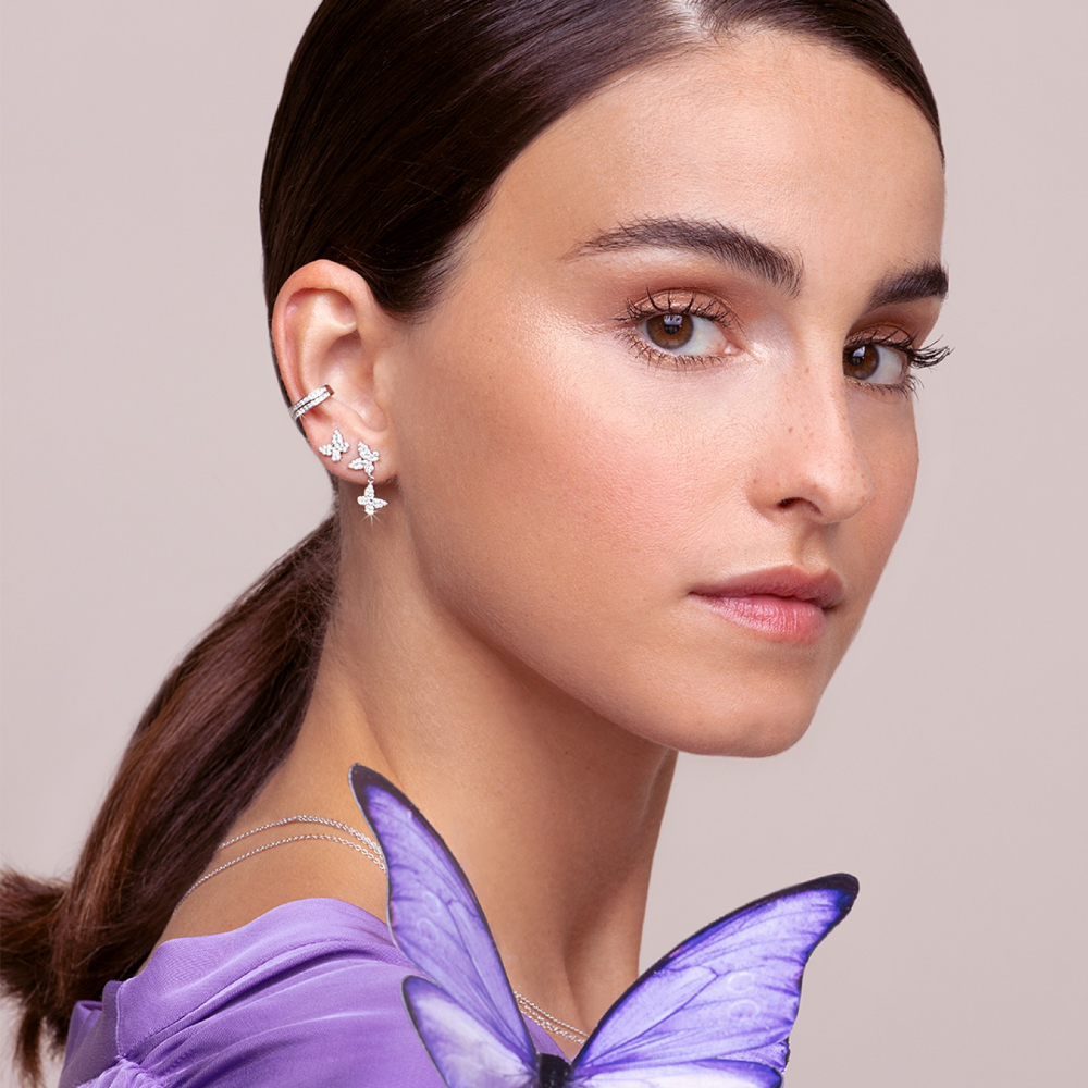 BRINCOS UNIKE MIX & MATCH BUTTERFLY I EM PRATA 925% COM ZIRCÓNIAS "UK.BR.1204.0119"
