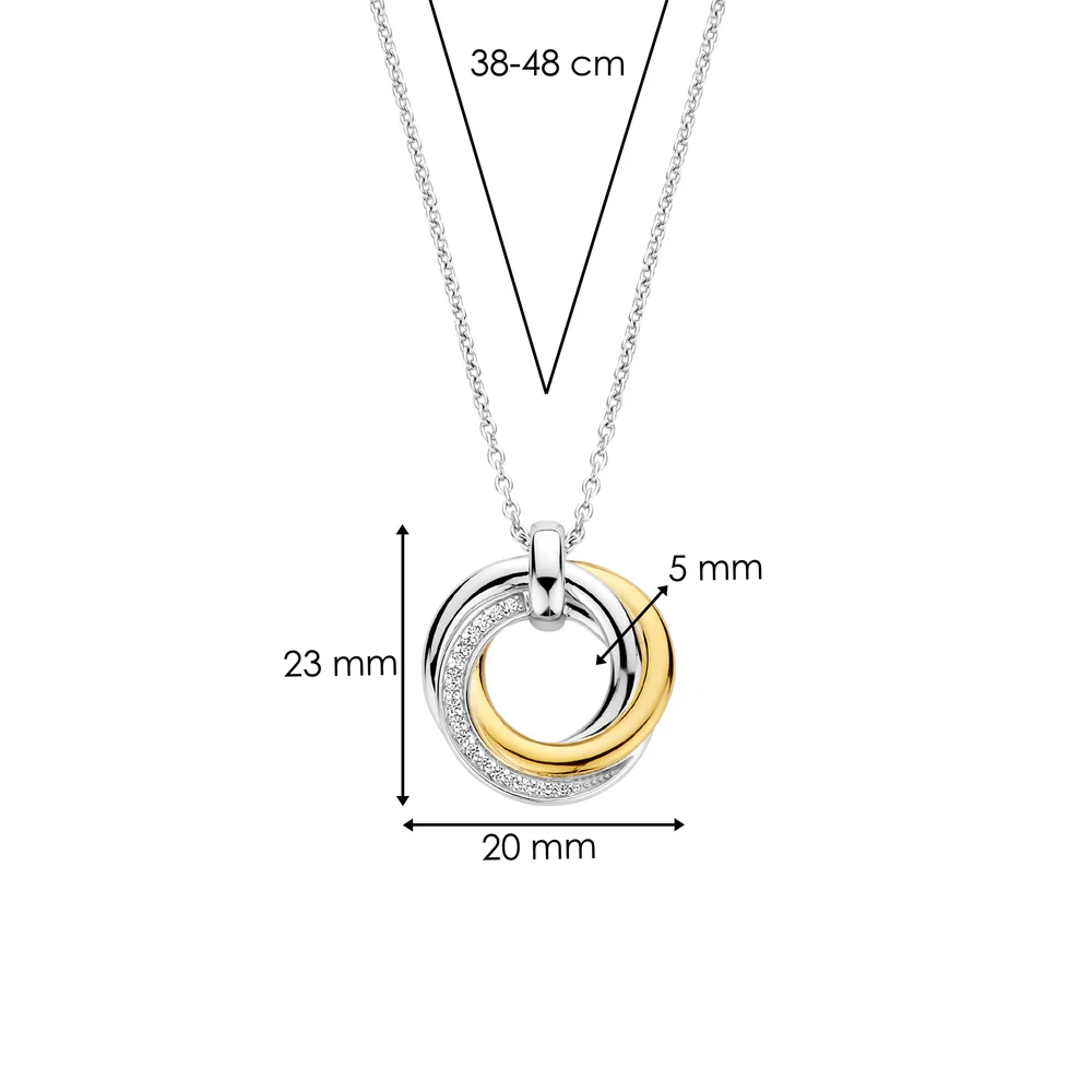 COLAR TI SENTO EM PRATA 925% BICOLOR COM ZIRCÓNIAS