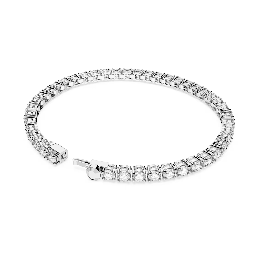 Pulseira Swarovski Matrix M Tennis bracelet, Round cut, White, Rhodium plated
