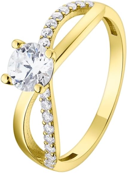 ANEL EM OURO 9K 375% C/ ZIRCONIAS