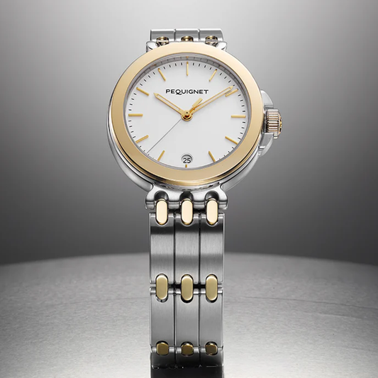 RELÓGIO PEQUIGNET MOOREA AÇO E OURO