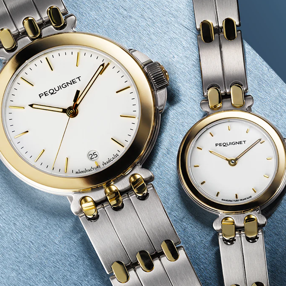 RELÓGIO PEQUIGNET MOOREA AÇO E OURO