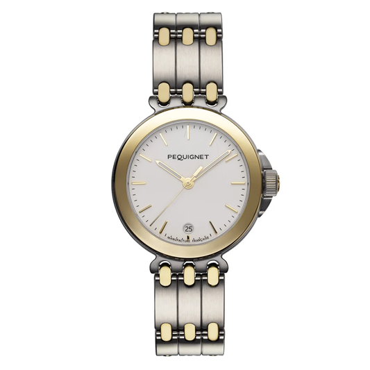RELÓGIO PEQUIGNET MOOREA AÇO E OURO