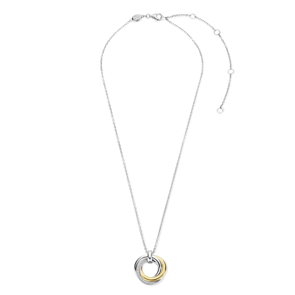 COLAR TI SENTO EM PRATA 925% BICOLOR COM ZIRCÓNIAS